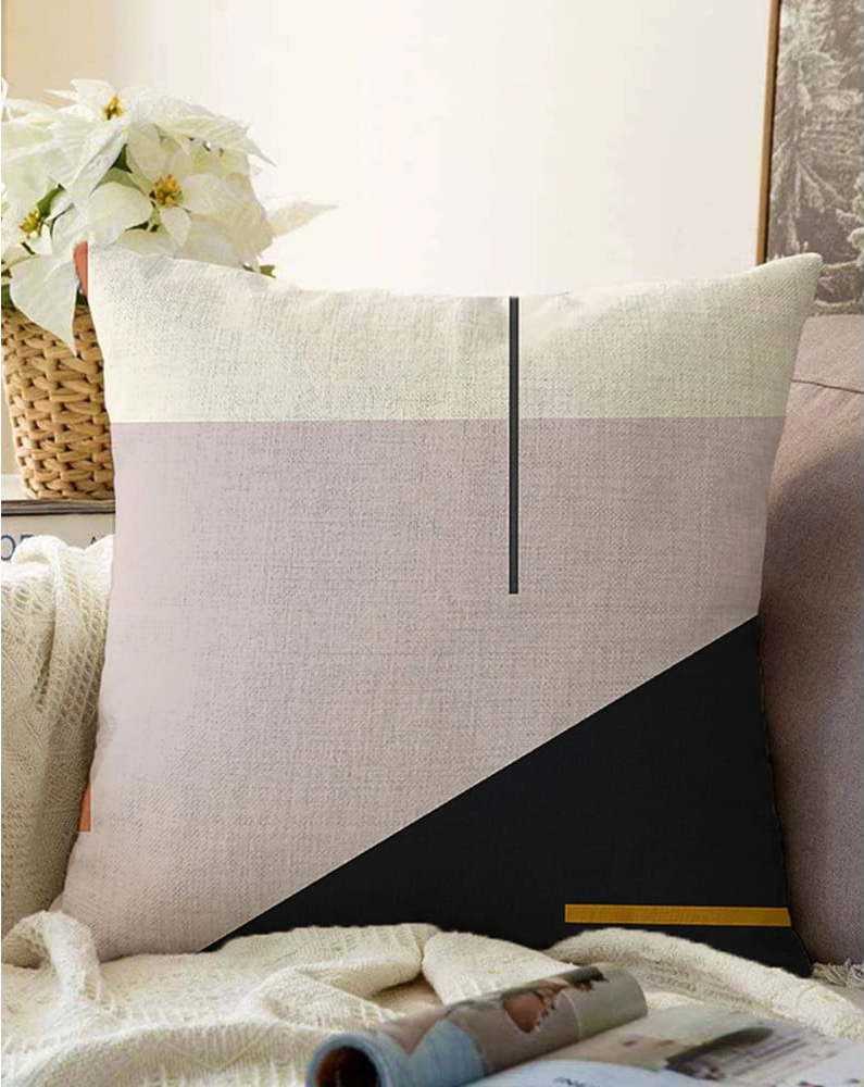 Růžovo-černý povlak na polštář s příměsí bavlny Minimalist Cushion Covers Abstract