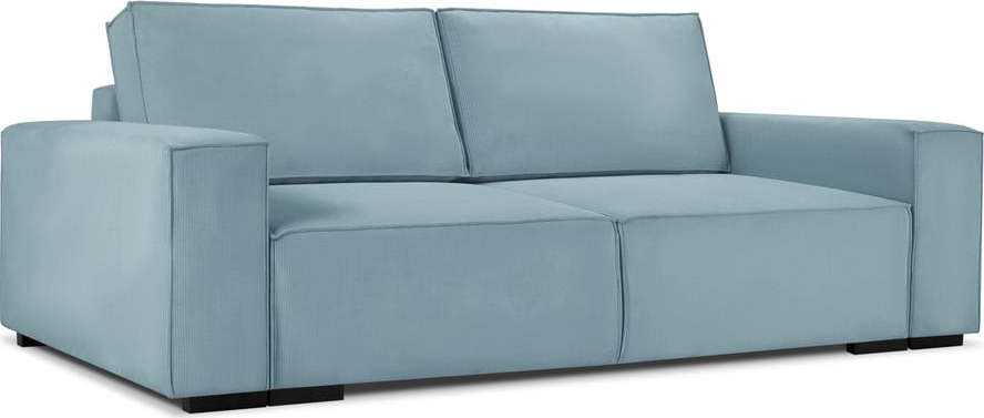 Světle modrá manšestrová rozkládací pohovka Mazzini Sofas Azalea Mazzini Sofas