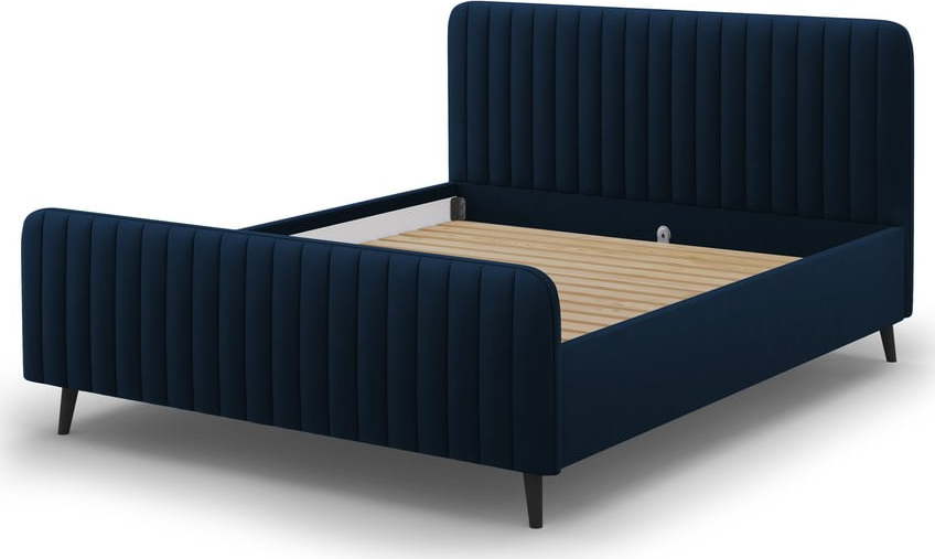 Tmavě modrá čalouněná dvoulůžková postel s roštem 140x200 cm Lily - Micadoni Home Micadoni Home