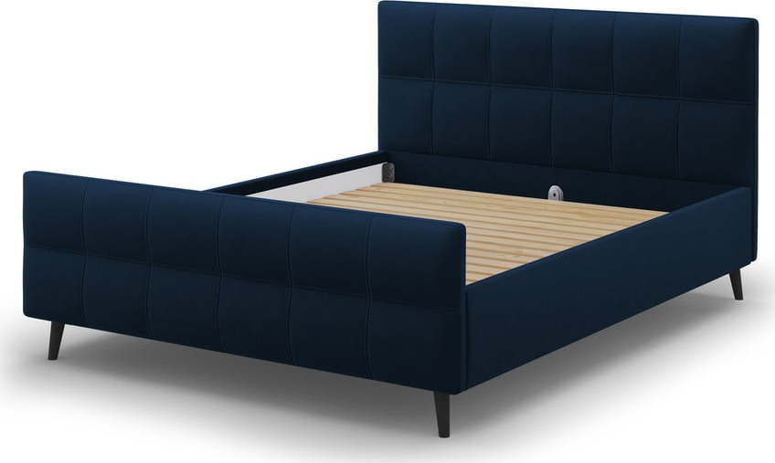 Tmavě modrá čalouněná dvoulůžková postel s roštem 160x200 cm Gigi - Micadoni Home Micadoni Home