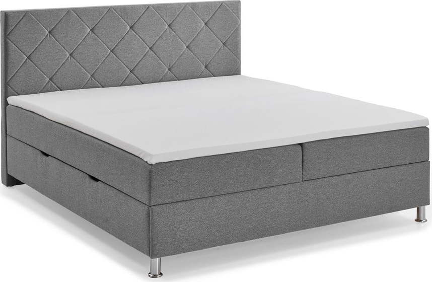 Světle šedá boxspring postel s úložným prostorem 180x200 cm Leo - Meise Möbel Meise Möbel