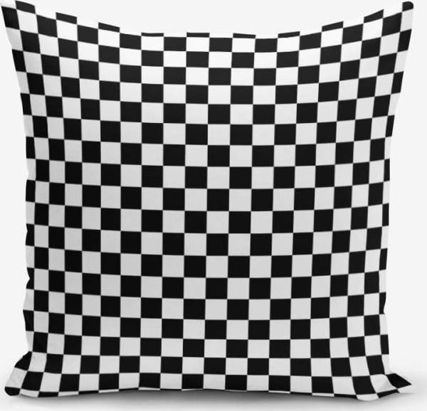 Černo-bílý povlak na polštář s příměsí bavlny Minimalist Cushion Covers Black White Ekose