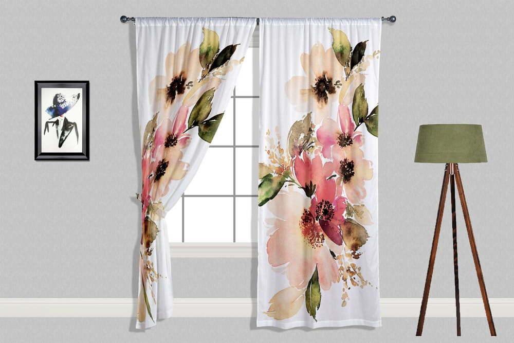 Bílo-růžové závěsy v sadě 2 ks 140x240 cm Pastel Flowers – Oyo home Oyo home