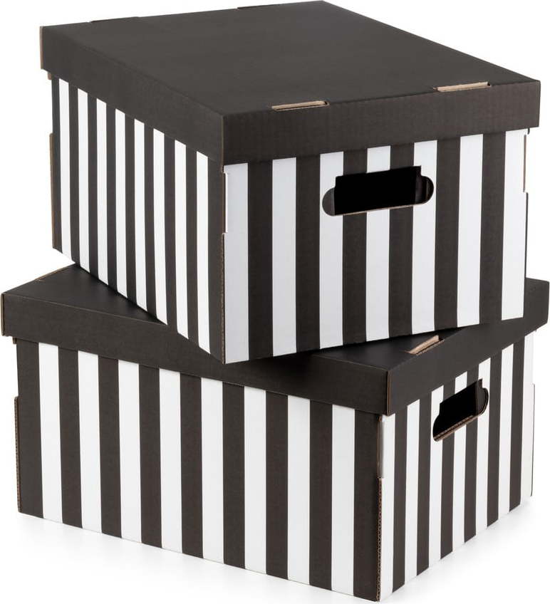 Kartonové úložné boxy s víkem v sadě 2 ks Stripes – Compactor Compactor