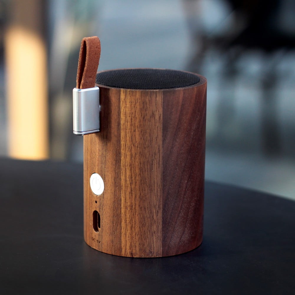 Bluetooth reproduktor se svítidlem z tmavého ořechového dřeva Gingko Drum Gingko