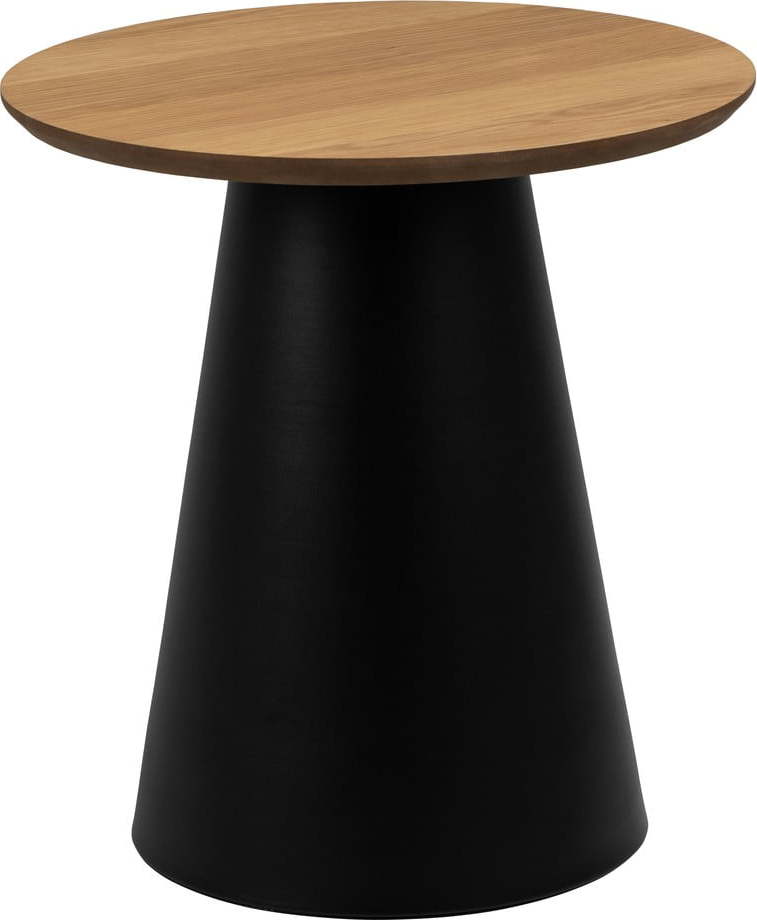 Černo-přírodní kulatý konferenční stolek s deskou v dubovém dekoru ø 45 cm Soli – Actona Actona