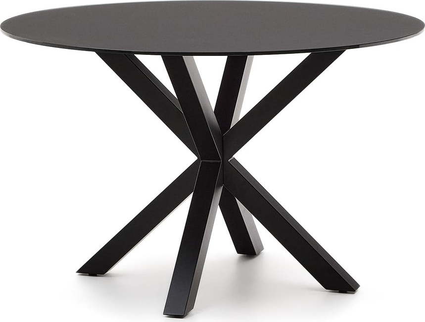 Černý kulatý jídelní stůl se skleněnou deskou ø 120 cm Argo – Kave Home Kave Home