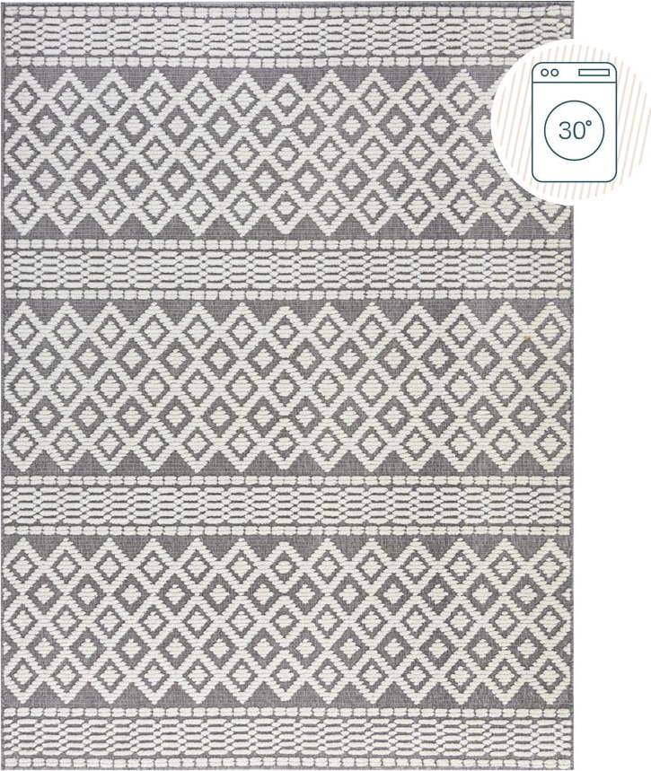 Šedý pratelný koberec z žinylky 80x160 cm Jhansi – Flair Rugs Flair Rugs