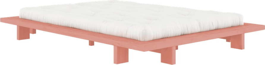 Světle růžová dvoulůžková postel z borovicového dřeva s roštem 140x200 cm Japan – Karup Design Karup Design
