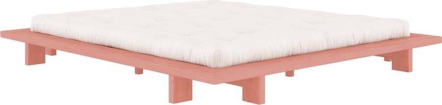 Světle růžová dvoulůžková postel z borovicového dřeva s roštem 180x200 cm Japan – Karup Design Karup Design