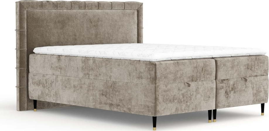 Béžová boxspring postel s úložným prostorem 200x200 cm Voyage – Maison de Rêve Maison de Reve