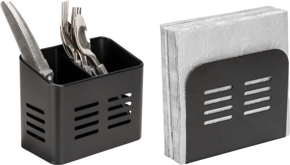 Kovové stojany na příbory a ubrousky v sadě 2 ks Black Outdoor Kitchen Baco – Wenko WENKO