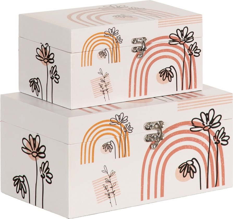 Krémové dekorativní úložné boxy v sadě 2 ks 30x18x15 cm Flowers – Ixia Ixia