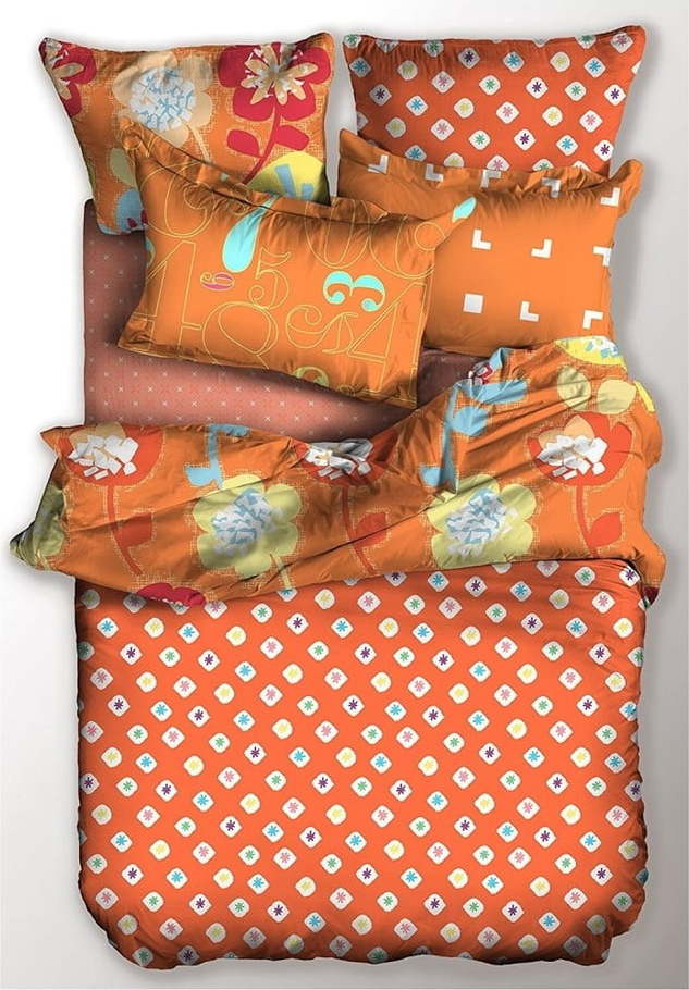 Oranžové prodloužené povlečení na jednolůžko z mikrovlákna 220x155 cm Jump – AmeliaHome AmeliaHome