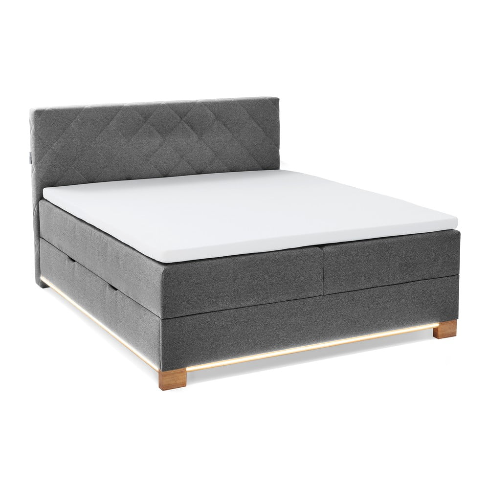 Šedá boxspring postel s úložným prostorem 160x200 cm Messina – Meise Möbel Meise Möbel