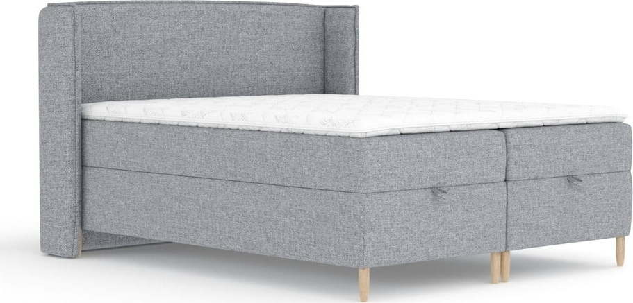 Šedá boxspring postel s úložným prostorem 180x200 cm Monpelli – Maison de Rêve Maison de Reve