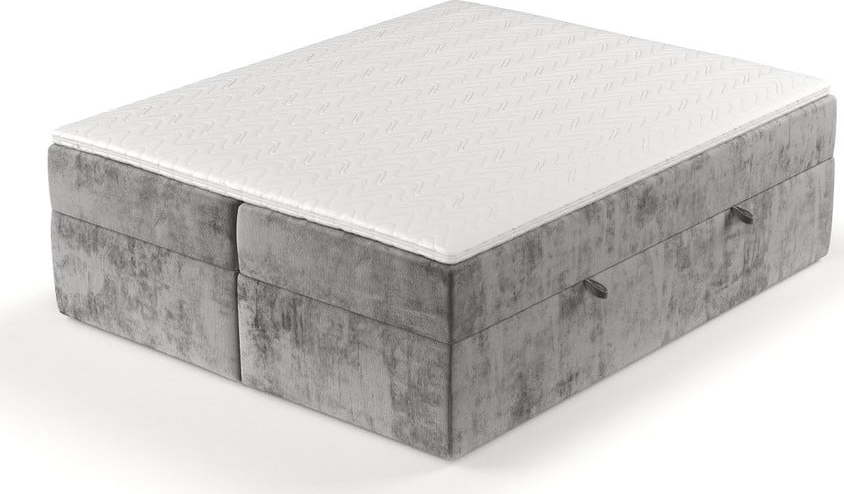 Šedá boxspring postel s úložným prostorem 200x200 cm Yoko – Maison de Rêve Maison de Reve