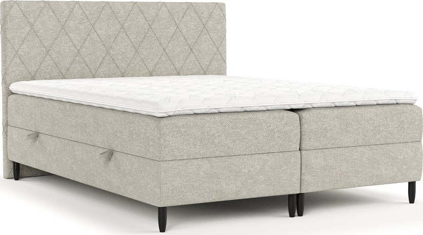 Šedobéžová boxspring postel s úložným prostorem 140x200 cm Gwen – Maison de Rêve Maison de Reve