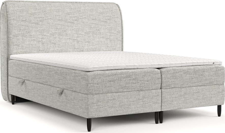 Světle šedá boxspring postel s úložným prostorem 140x200 cm Melba – Maison de Rêve Maison de Reve