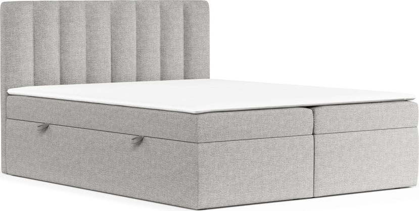 Světle šedá boxspring postel s úložným prostorem 160x200 cm Novento – Maison de Rêve Maison de Reve