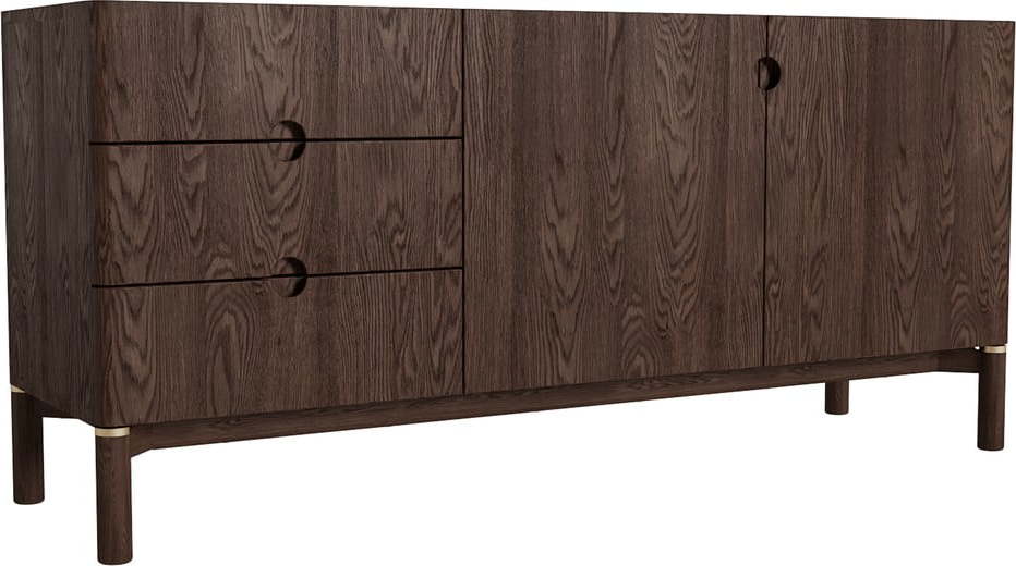 Tmavě hnědá nízká komoda v dekoru dubu 160x73 cm Arun – Unique Furniture Unique Furniture