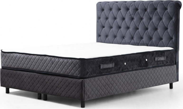 Tmavě modrá boxspring postel s úložným prostorem 140x200 cm Sonata – Kalune Design Kalune Design