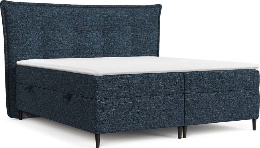 Tmavě modrá boxspring postel s úložným prostorem 200x200 cm Sinai – Maison de Rêve Maison de Reve