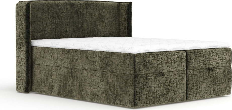 Tmavě zelená boxspring postel s úložným prostorem 200x200 cm Passion – Maison de Rêve Maison de Reve